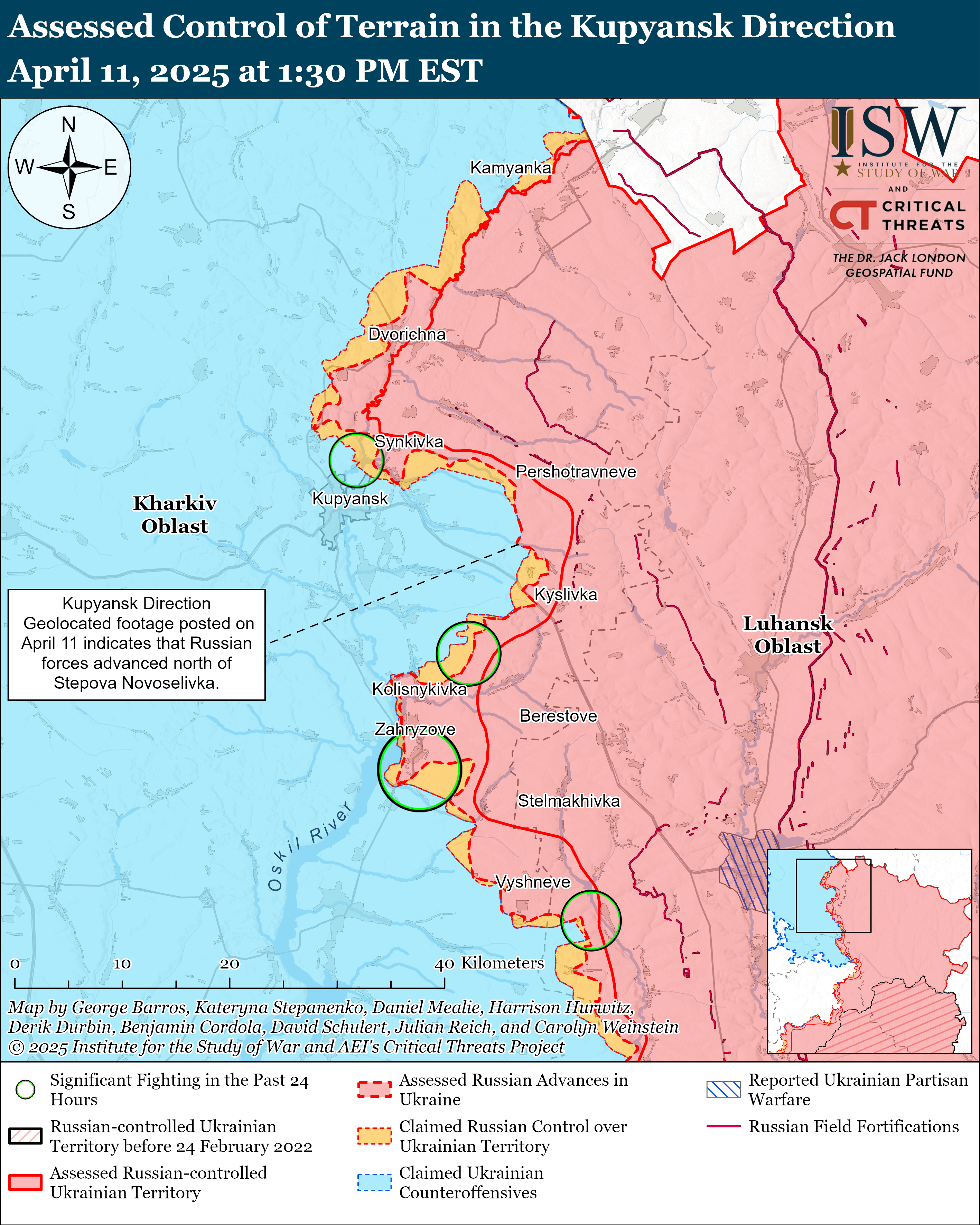 РФ просунулася на Куп'янському напрямку і в Донецькій області: карти ISW